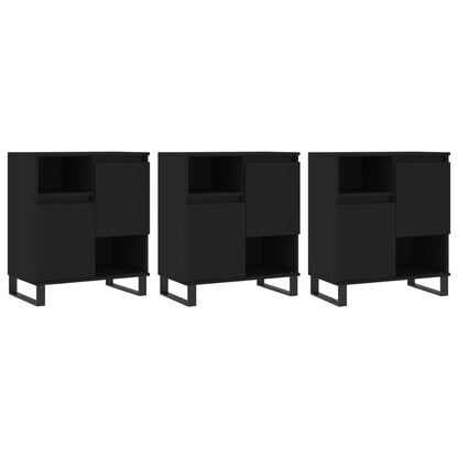 Sideboards 3 Stk. Schwarz Holzwerkstoff