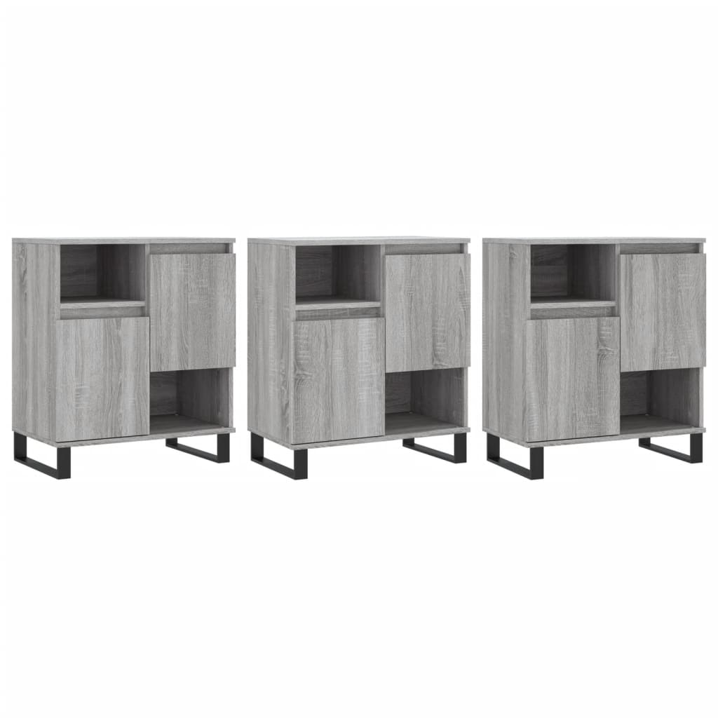 Sideboards 3 Stk. Grau Sonoma Holzwerkstoff