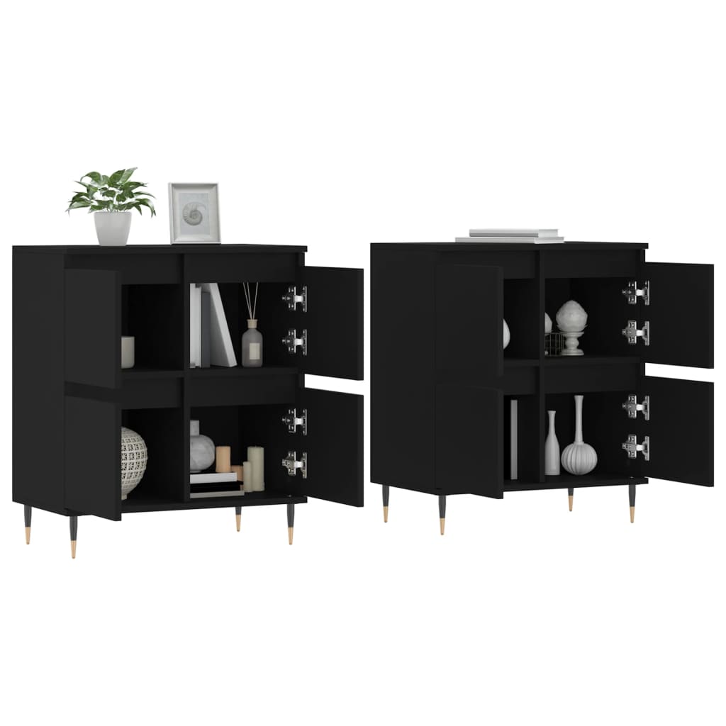 Sideboards 2 Stk. Schwarz Holzwerkstoff