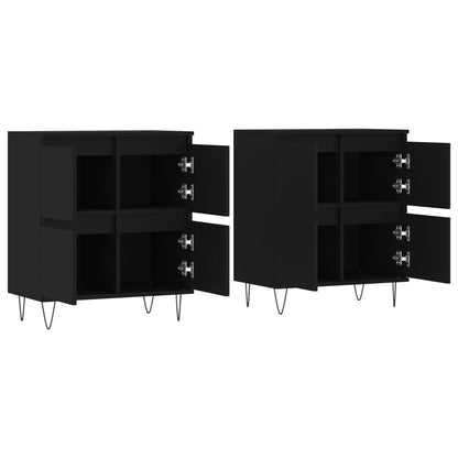 Sideboards 2 Stk. Schwarz Holzwerkstoff