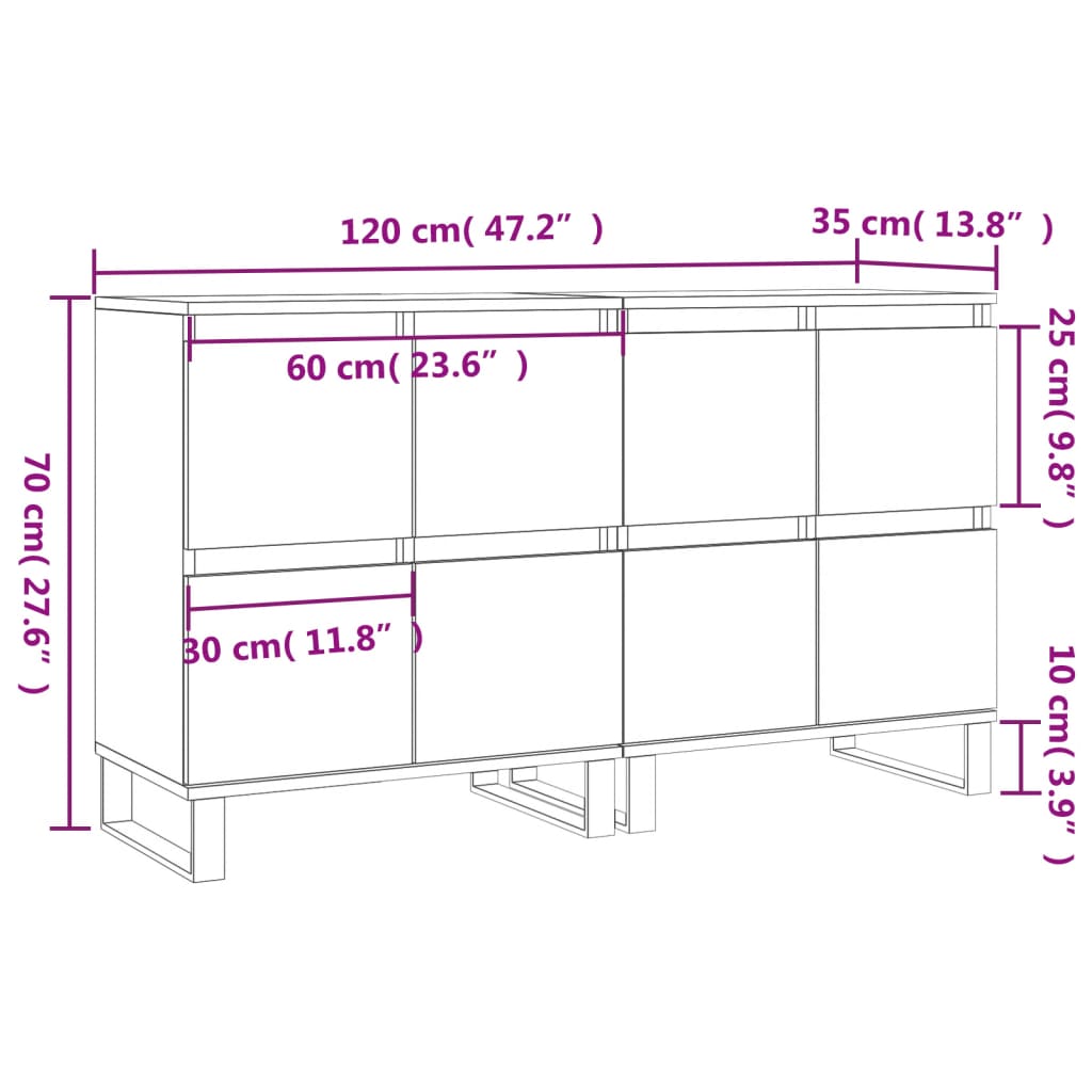 Sideboards 2 Stk. Weiß Holzwerkstoff