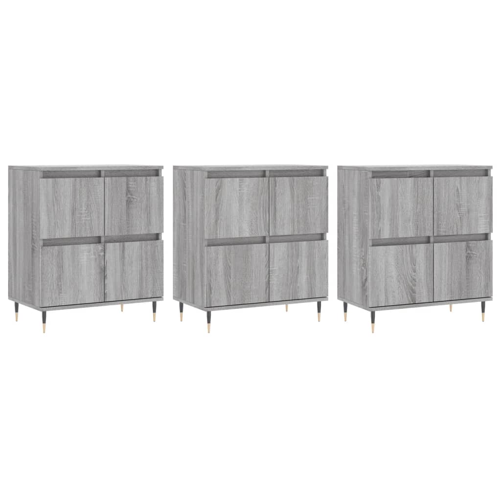 Sideboards 3 Stk. Grau Sonoma Holzwerkstoff