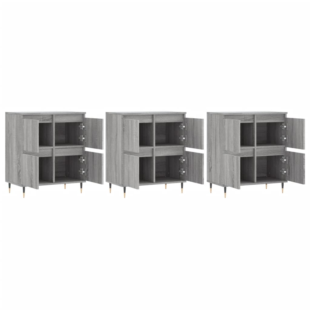 Sideboards 3 Stk. Grau Sonoma Holzwerkstoff