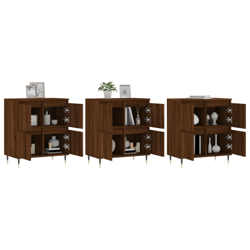 Sideboards 3 Stk. Braun Eichen-Optik Holzwerkstoff