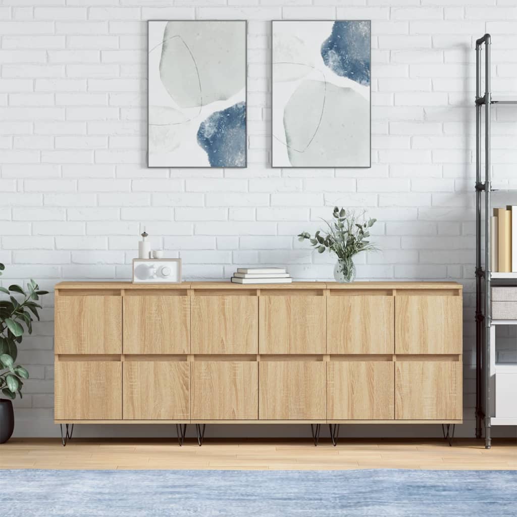 Sideboards 3 Stk. Sonoma-Eiche Holzwerkstoff