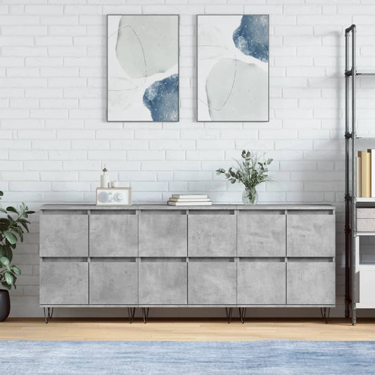 Sideboards 3 Stk. Betongrau Holzwerkstoff