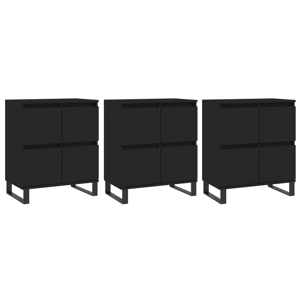 Sideboards 3 Stk. Schwarz Holzwerkstoff