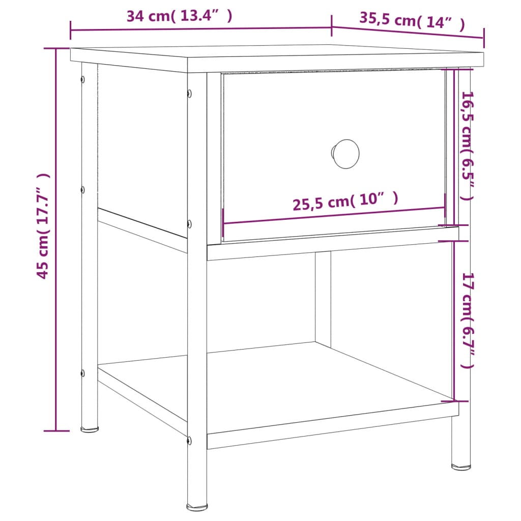 Nachttisch Sonoma-Eiche 34x35,5x45 cm Holzwerkstoff