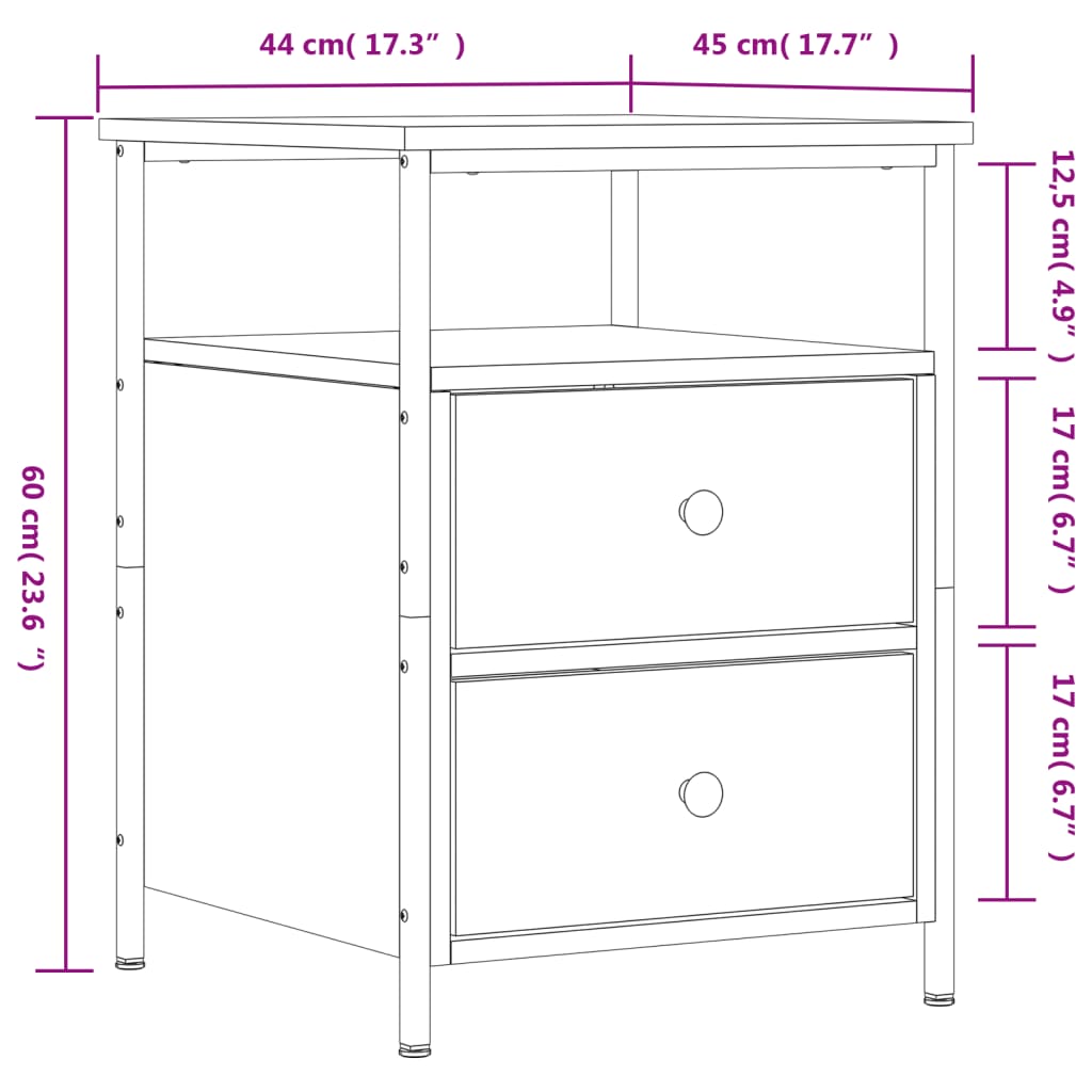 Nachttisch Sonoma-Eiche 44x45x60 cm Holzwerkstoff