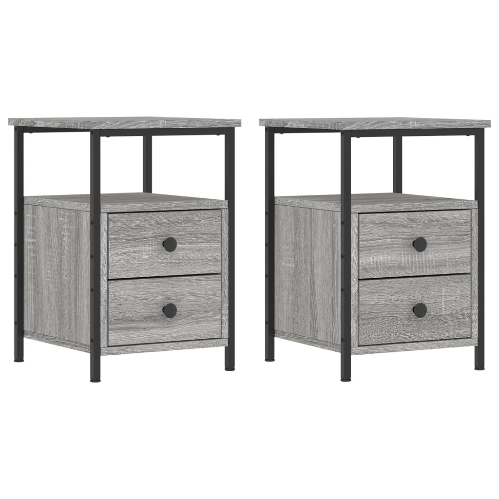 Nachttische 2 Stk. Grau Sonoma 34x35,5x50 cm Holzwerkstoff