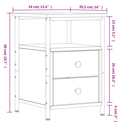 Nachttisch Braun Eichen-Optik 34x35,5x50 cm Holzwerkstoff