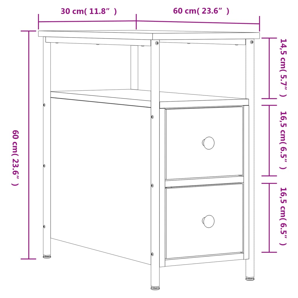 Nachttisch Sonoma-Eiche 30x60x60 cm Holzwerkstoff