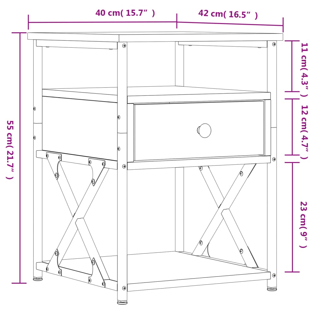 Nachttisch Sonoma-Eiche 40x42x55 cm Holzwerkstoff