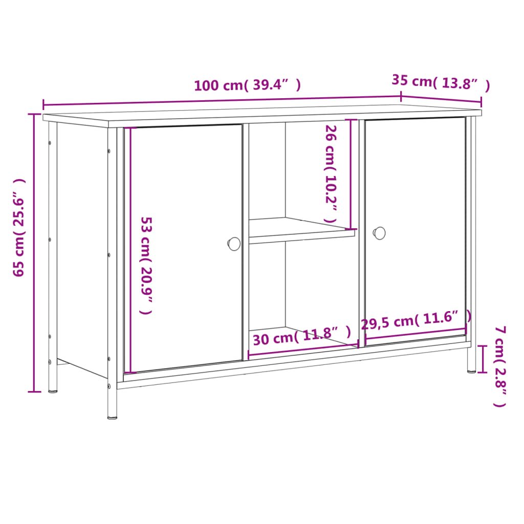 TV-Schrank Sonoma-Eiche 100x35x65 cm Holzwerkstoff