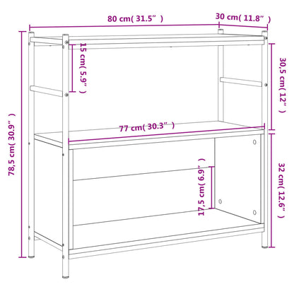 Bücherregal Schwarz 80x30x78,5 cm Holzwerkstoff und Eisen