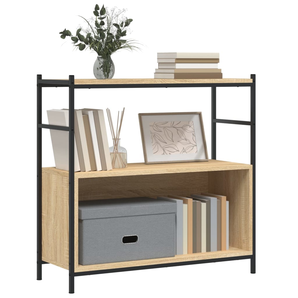 Bücherregal Sonoma-Eiche 80x30x78,5 cm Holzwerkstoff und Eisen