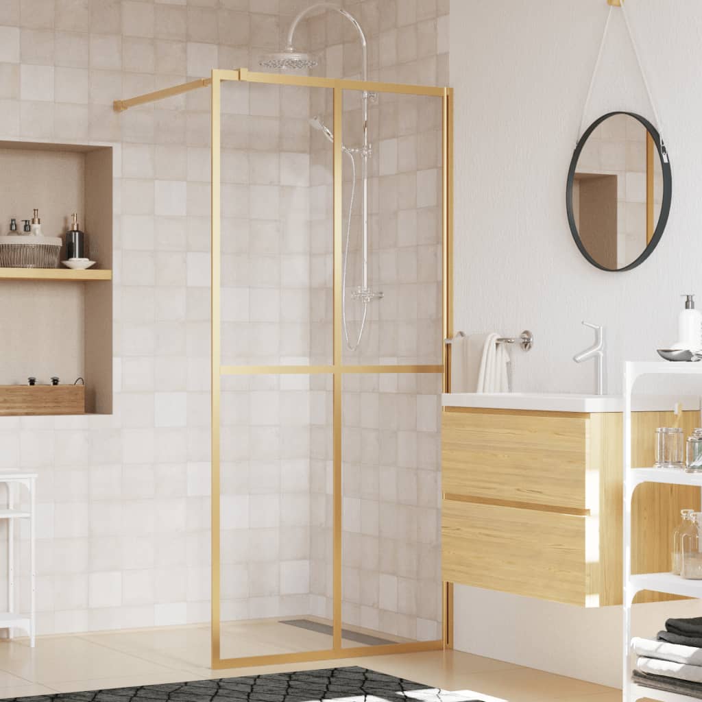 Duschwand für Begehbare Dusche mit ESG Klarglas Golden 90x195cm