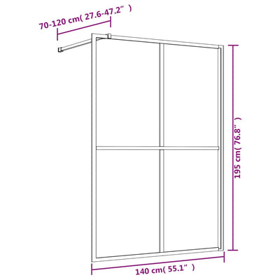 Duschwand für Begehbare Dusche ESG Klarglas Golden 140x195cm