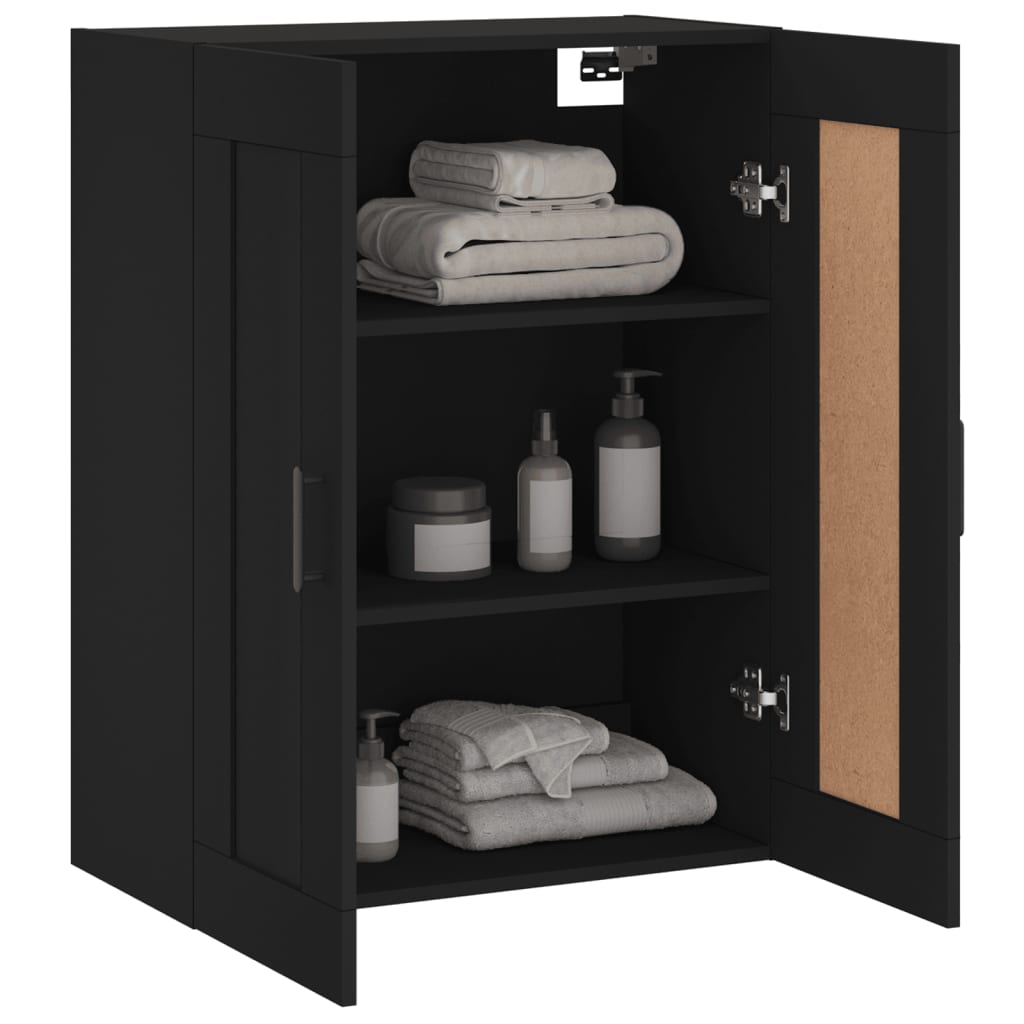 Wandschrank Schwarz 69,5x34x90 cm Holzwerkstoff