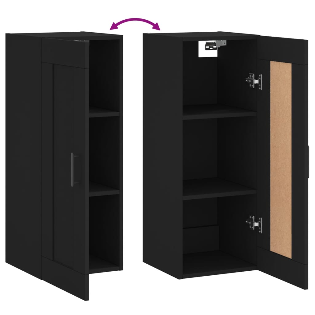 Wandschrank Schwarz 34,5x34x90 cm Holzwerkstoff