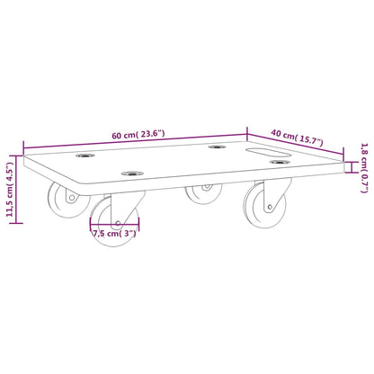 Rollbretter 2 Stk. Rechteckig 60x40x11,5 cm