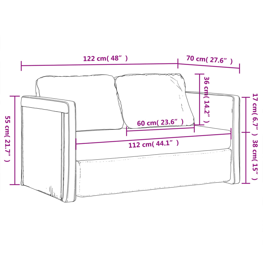 Bodensofa mit Schlaffunktion Hellgrau 122x204x55 cm Samt