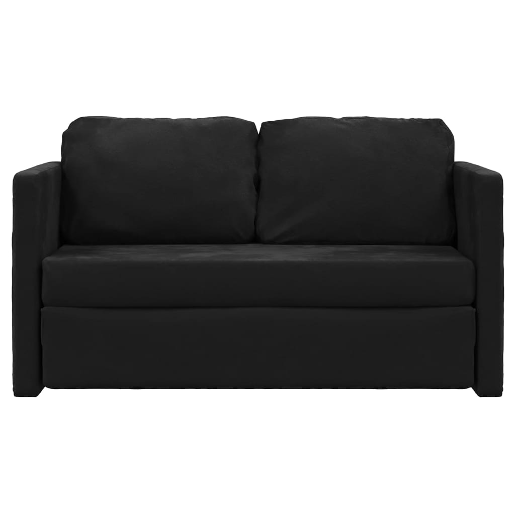 Bodensofa mit Schlaffunktion Schwarz 122x204x55 cm Samt