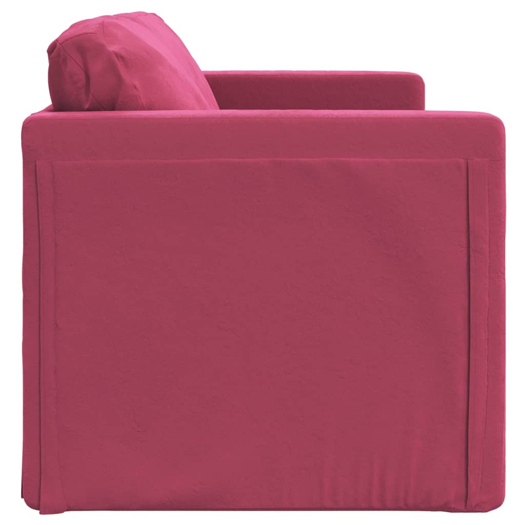 Bodensofa mit Schlaffunktion Weinrot 122x204x55 cm Samt