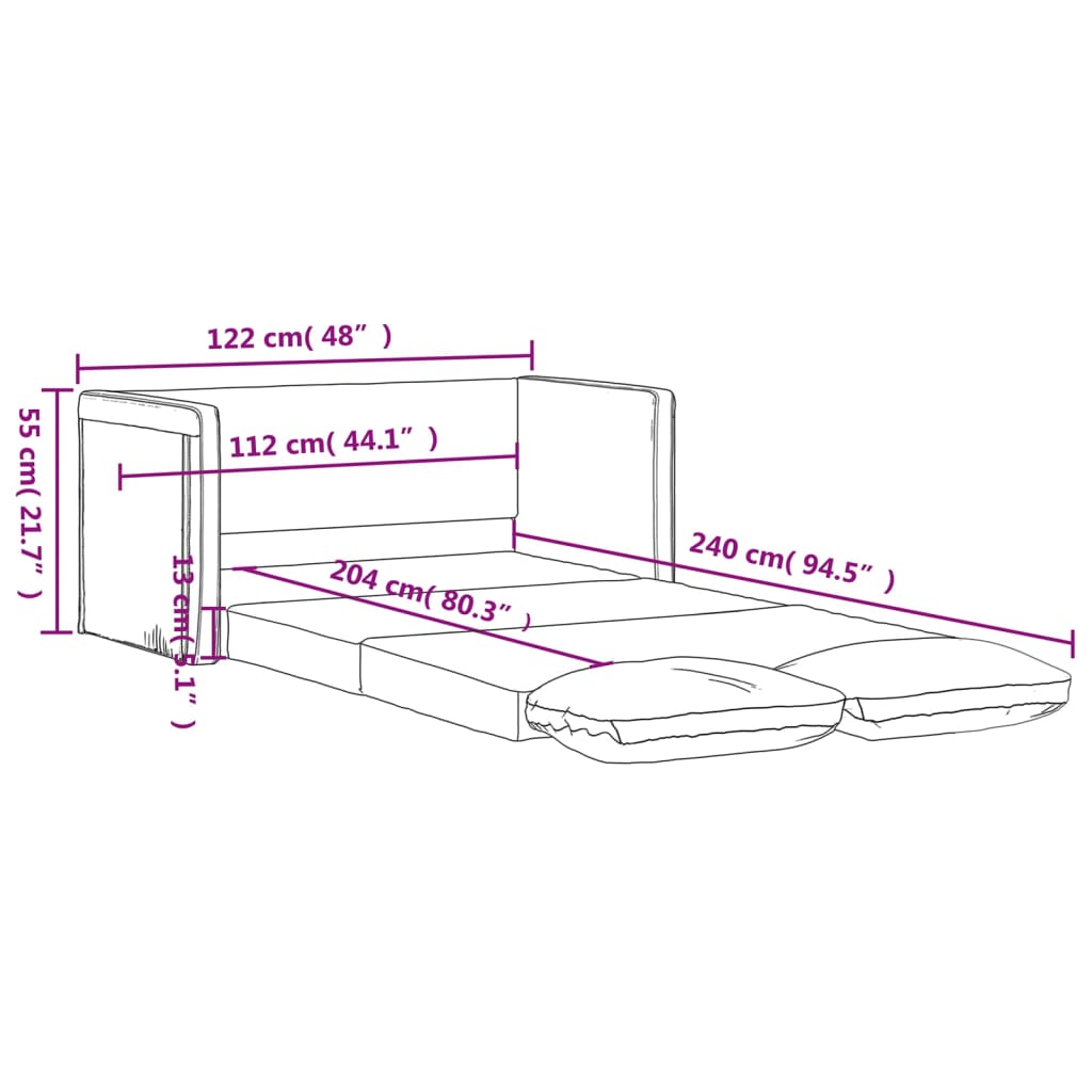 Bodensofa mit Schlaffunktion Weinrot 122x204x55 cm Samt