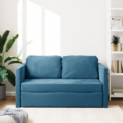 Bodensofa mit Schlaffunktion Blau 122x204x55 cm Samt