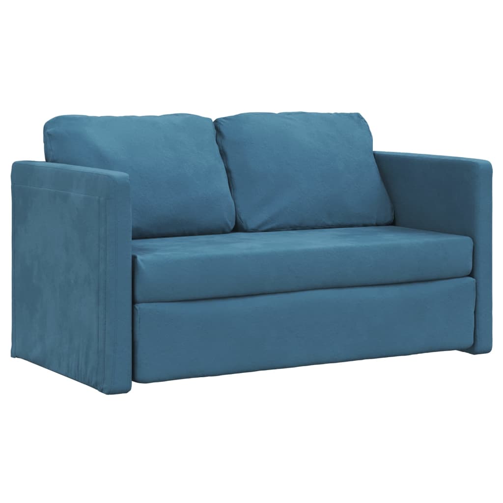 Bodensofa mit Schlaffunktion Blau 122x204x55 cm Samt