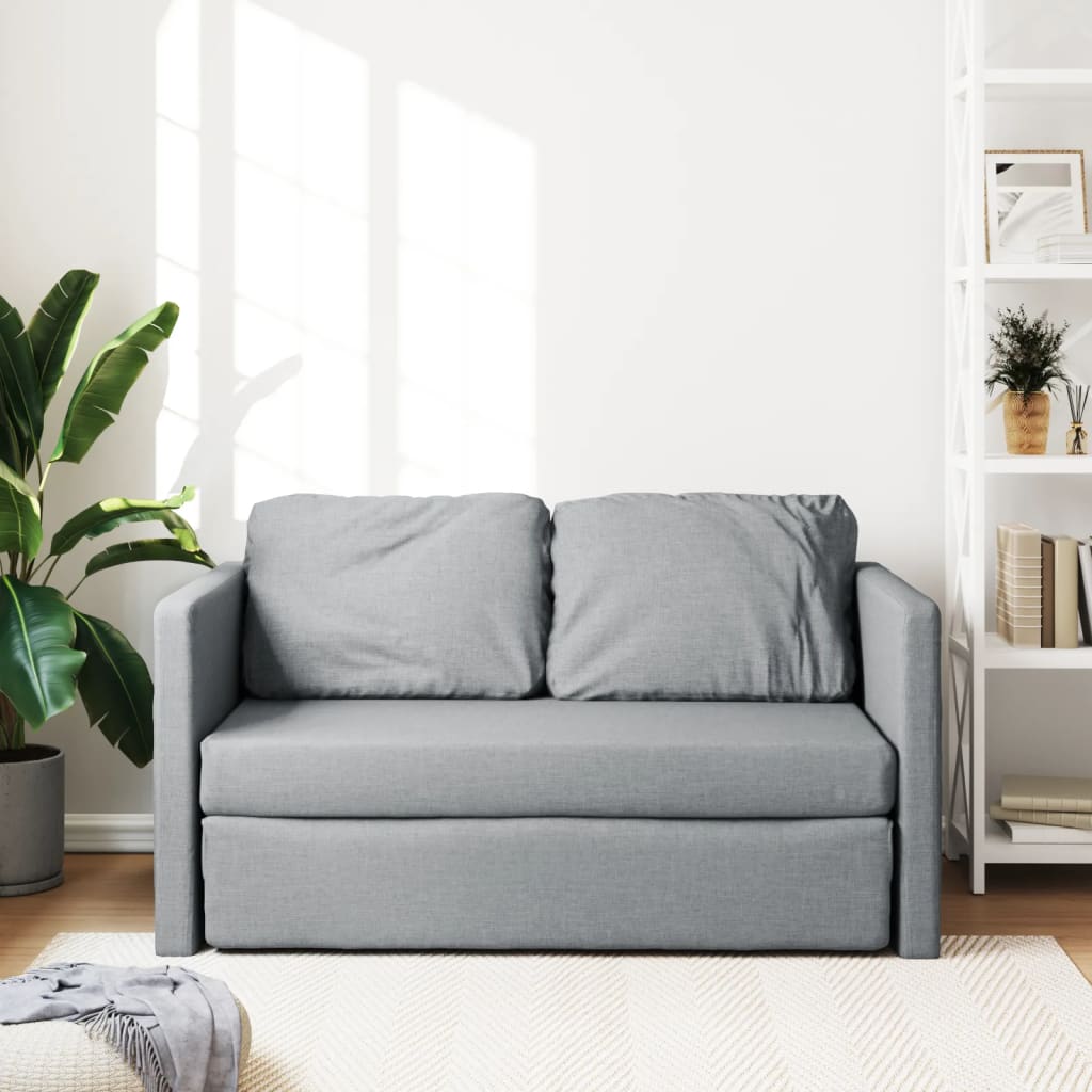 Bodensofa mit Schlaffunktion Hellgrau 112x174x55 cm Stoff