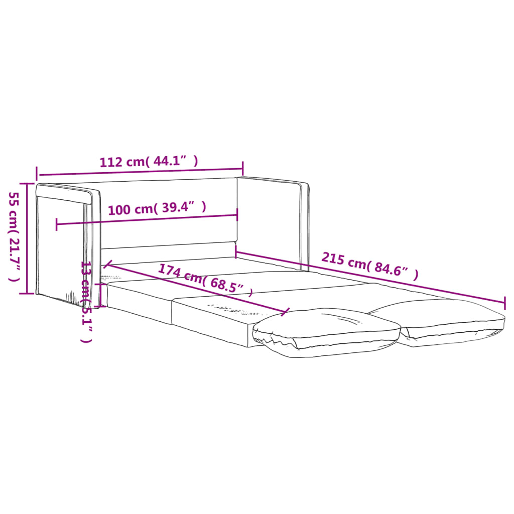 Bodensofa mit Schlaffunktion Blau 112x174x55 cm Stoff