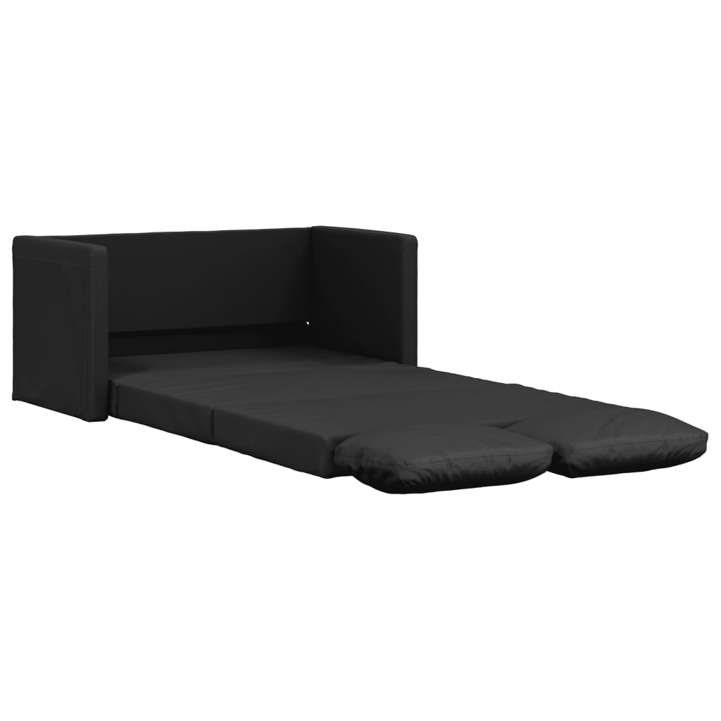 Bodensofa mit Schlaffunktion Schwarz 112x174x55 cm Kunstleder