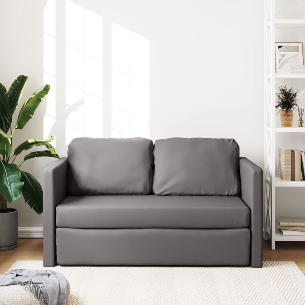 Bodensofa mit Schlaffunktion Grau 112x174x55 cm Kunstleder