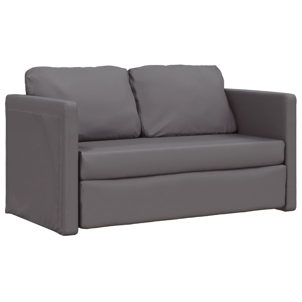 Bodensofa mit Schlaffunktion Grau 112x174x55 cm Kunstleder