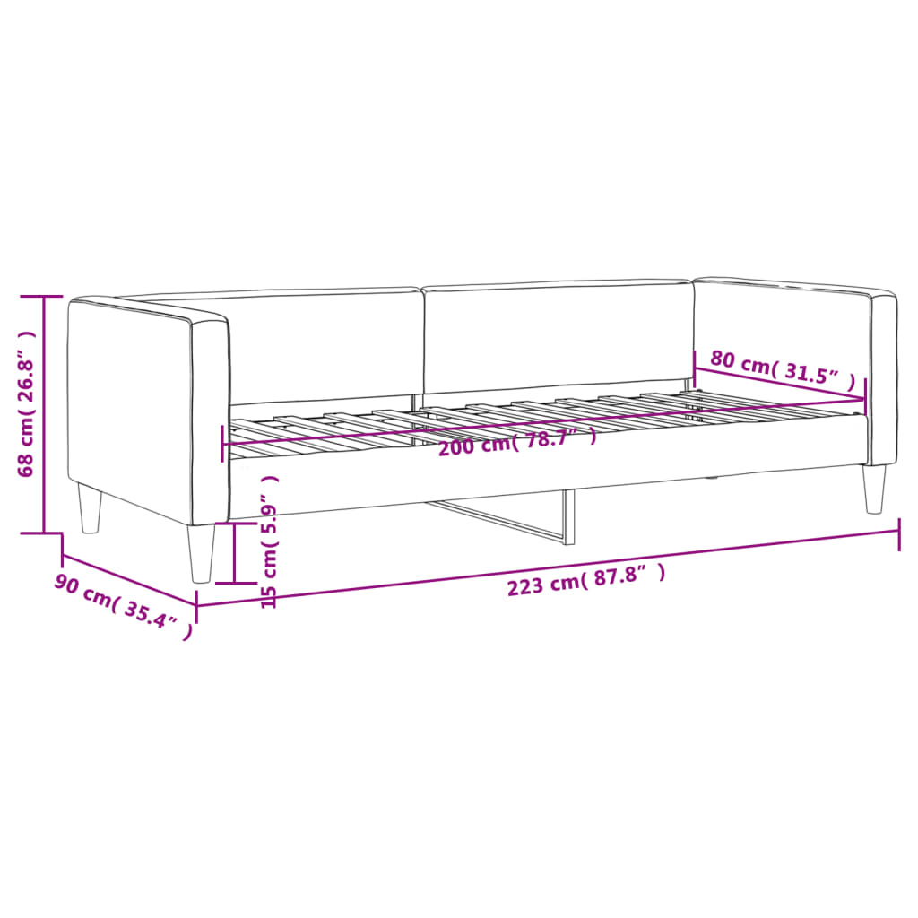 Tagesbett Taupe 80x200 cm Stoff