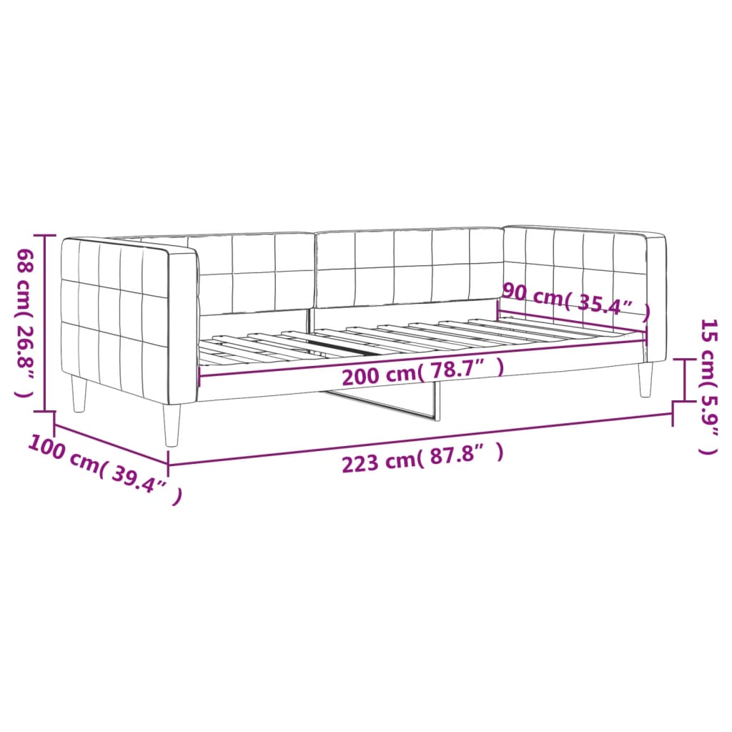 Tagesbett Dunkelgrau 90x200 cm Samt