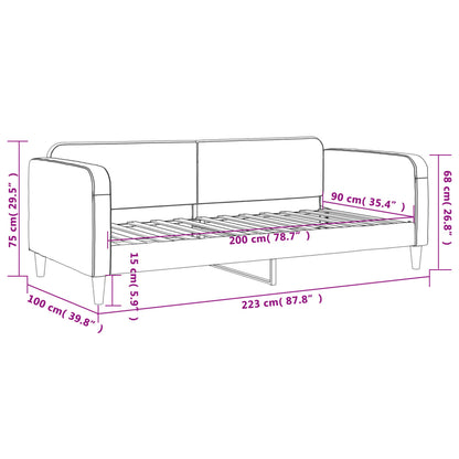 Tagesbett Hellgrau 90x200 cm Stoff