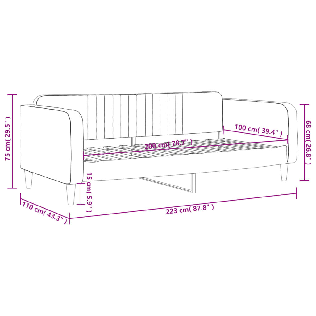 Tagesbett Dunkelgrau 100x200 cm Samt