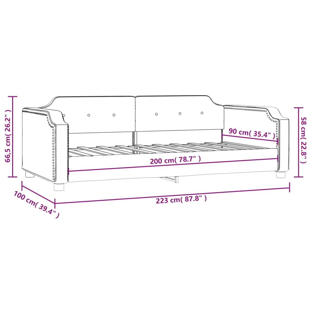 Tagesbett Hellgrau 90x200 cm Stoff