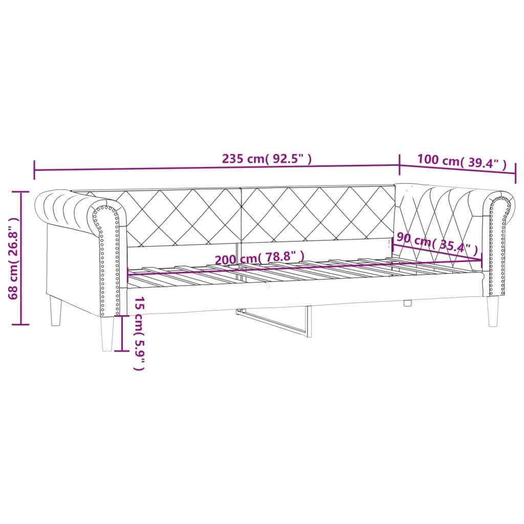 Tagesbett Cappuccino-Braun 90x200 cm Kunstleder