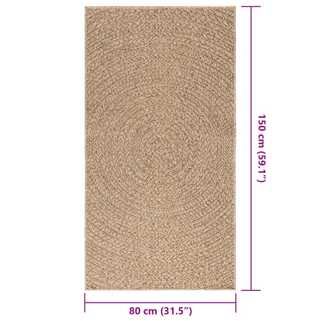 Teppich ZIZUR 80x150 cm Jute-Optik Indoor und Outdoor