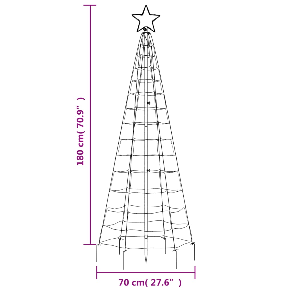 LED-Weihnachtsbaum mit Erdspießen 220 LEDs Kaltweiß 180 cm