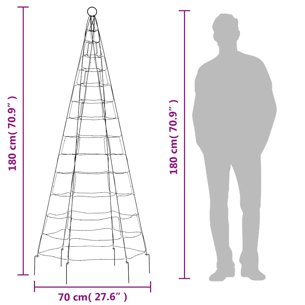 LED-Weihnachtsbaum für Fahnenmast 200 LEDs Warmweiß 180 cm