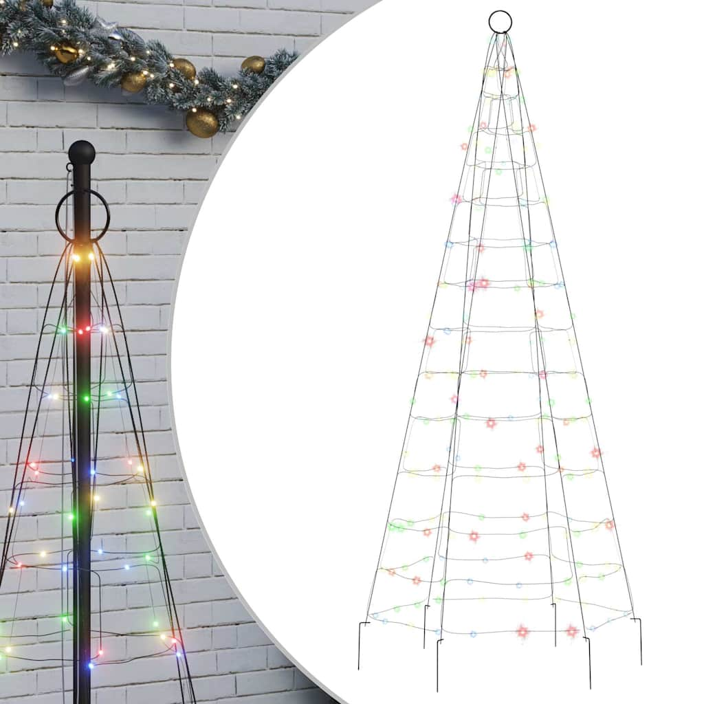 LED-Weihnachtsbaum für Fahnenmast 200 LEDs Mehrfarbig 180 cm