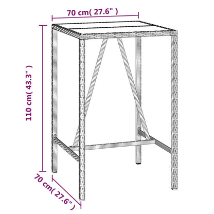 5-tlg. Gartenbar-Set mit Kissen Schwarz Poly Rattan