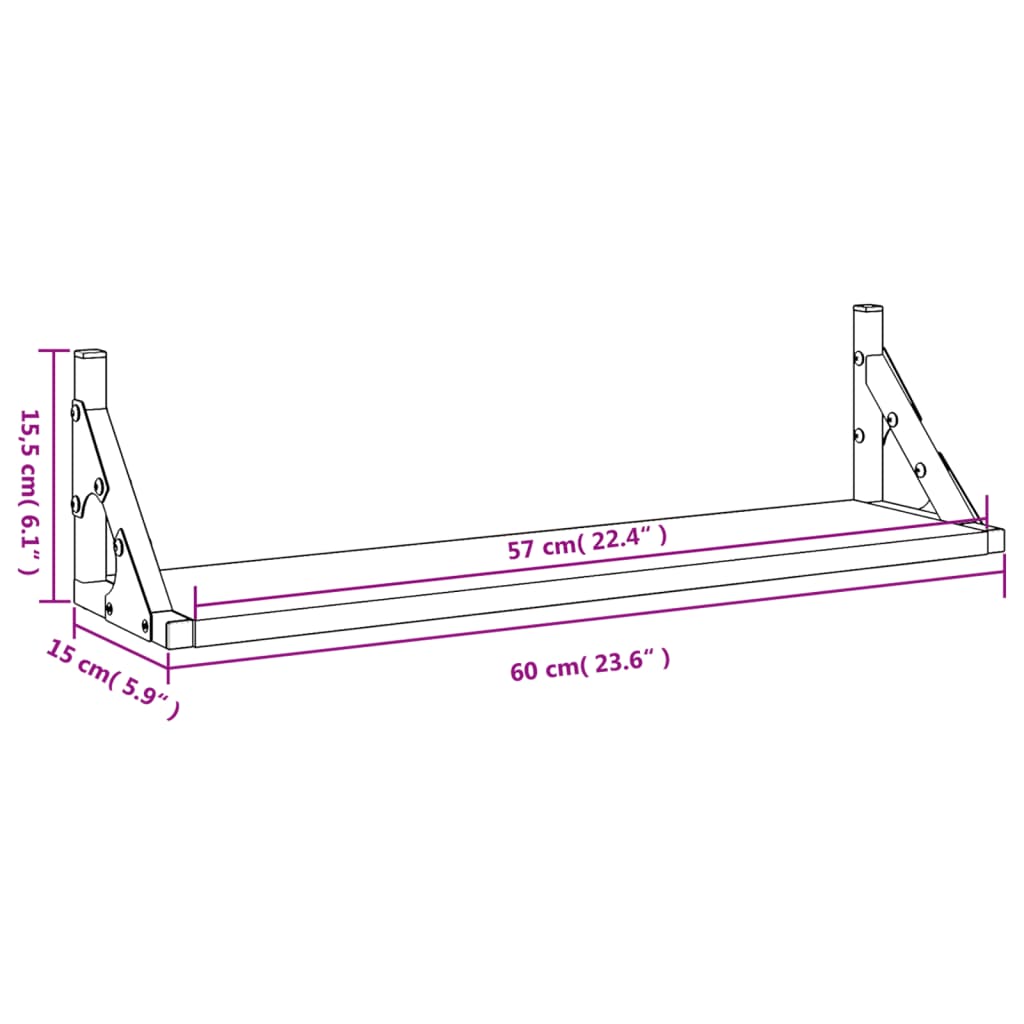 Wandregale 2 Stk. Sonoma-Eiche 60x15x15,5 cm