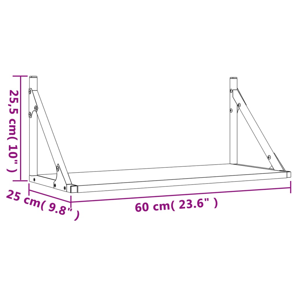 Wandregale 2 Stk. Räuchereiche 60x25x25,5 cm Holzwerkstoff