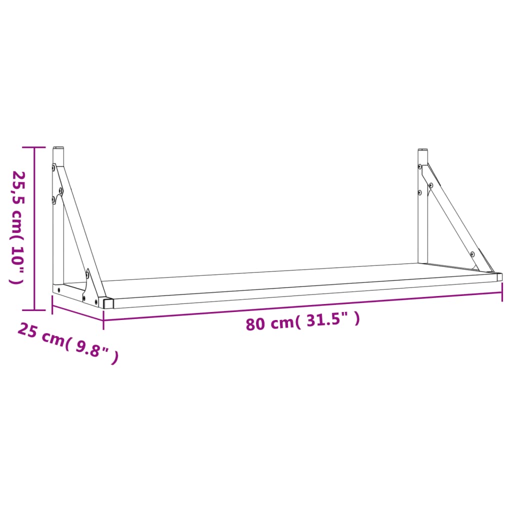 Wandregale 2 Stk. Sonoma-Eiche 80x25x25,5 cm Holzwerkstoff